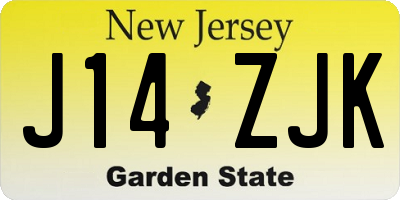 NJ license plate J14ZJK