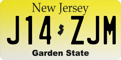 NJ license plate J14ZJM