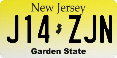 NJ license plate J14ZJN