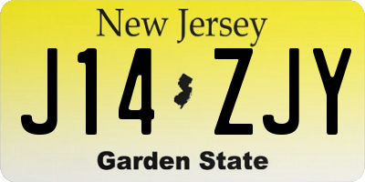 NJ license plate J14ZJY