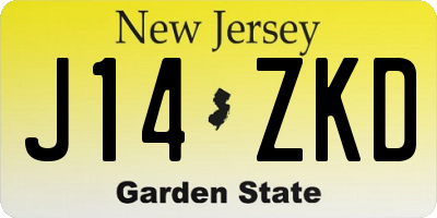 NJ license plate J14ZKD