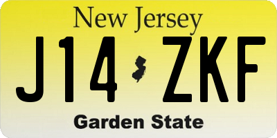 NJ license plate J14ZKF
