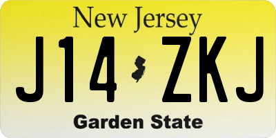 NJ license plate J14ZKJ