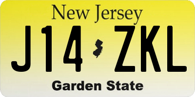 NJ license plate J14ZKL