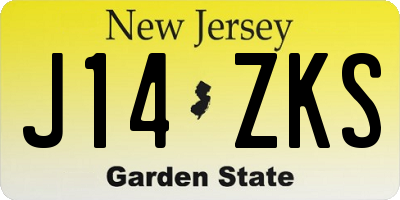 NJ license plate J14ZKS