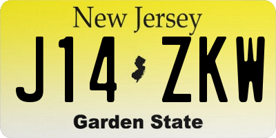 NJ license plate J14ZKW
