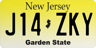 NJ license plate J14ZKY