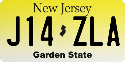 NJ license plate J14ZLA