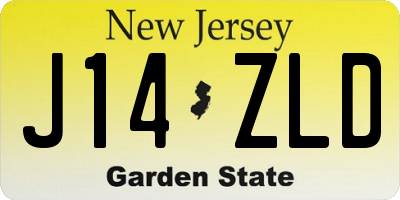 NJ license plate J14ZLD