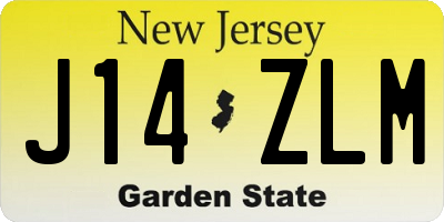 NJ license plate J14ZLM