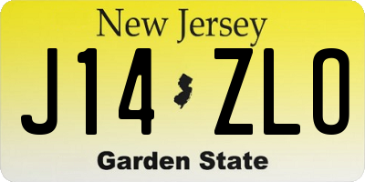 NJ license plate J14ZLO
