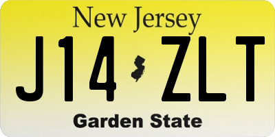 NJ license plate J14ZLT