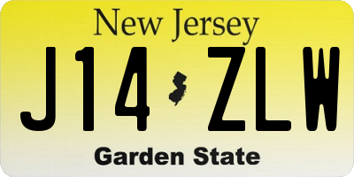 NJ license plate J14ZLW