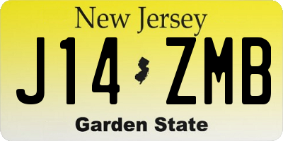 NJ license plate J14ZMB