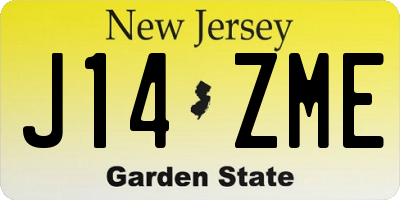 NJ license plate J14ZME