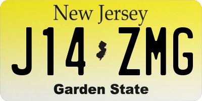 NJ license plate J14ZMG