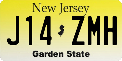 NJ license plate J14ZMH