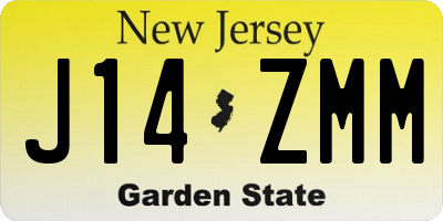 NJ license plate J14ZMM