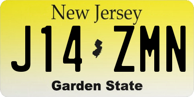NJ license plate J14ZMN