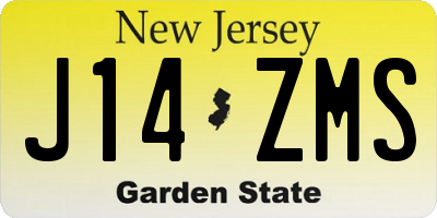 NJ license plate J14ZMS