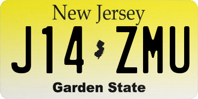 NJ license plate J14ZMU