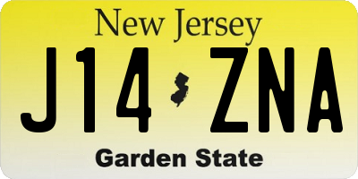 NJ license plate J14ZNA