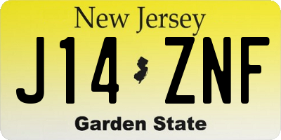 NJ license plate J14ZNF