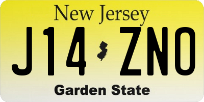 NJ license plate J14ZNO
