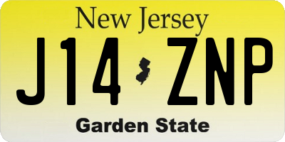 NJ license plate J14ZNP