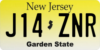 NJ license plate J14ZNR