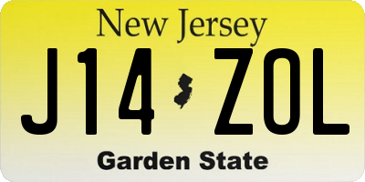NJ license plate J14ZOL
