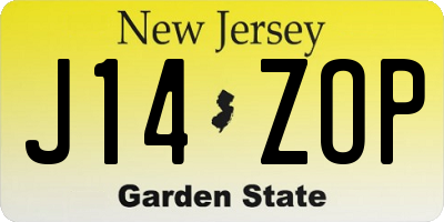NJ license plate J14ZOP
