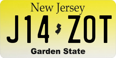 NJ license plate J14ZOT