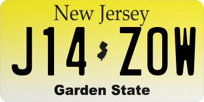 NJ license plate J14ZOW