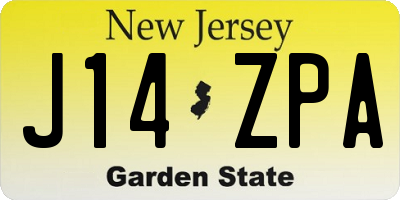 NJ license plate J14ZPA