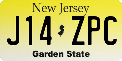 NJ license plate J14ZPC