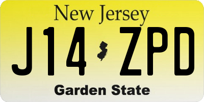 NJ license plate J14ZPD