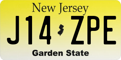 NJ license plate J14ZPE