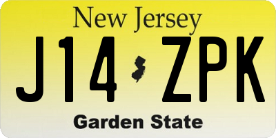 NJ license plate J14ZPK