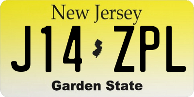 NJ license plate J14ZPL