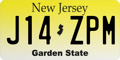 NJ license plate J14ZPM