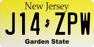 NJ license plate J14ZPW