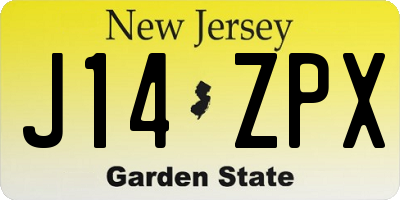 NJ license plate J14ZPX