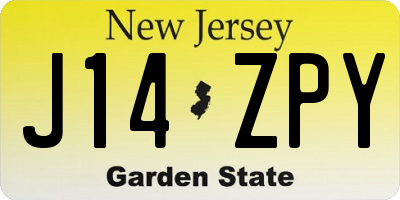 NJ license plate J14ZPY