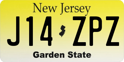 NJ license plate J14ZPZ