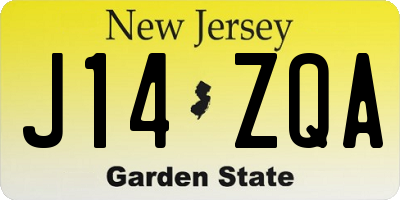 NJ license plate J14ZQA