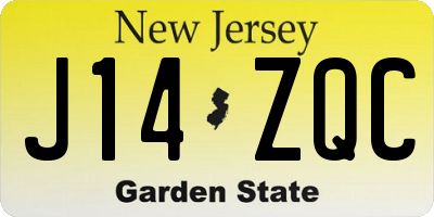 NJ license plate J14ZQC