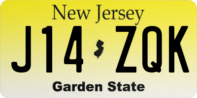 NJ license plate J14ZQK
