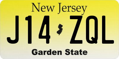 NJ license plate J14ZQL