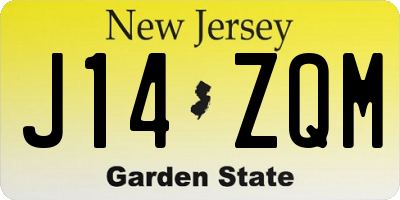 NJ license plate J14ZQM